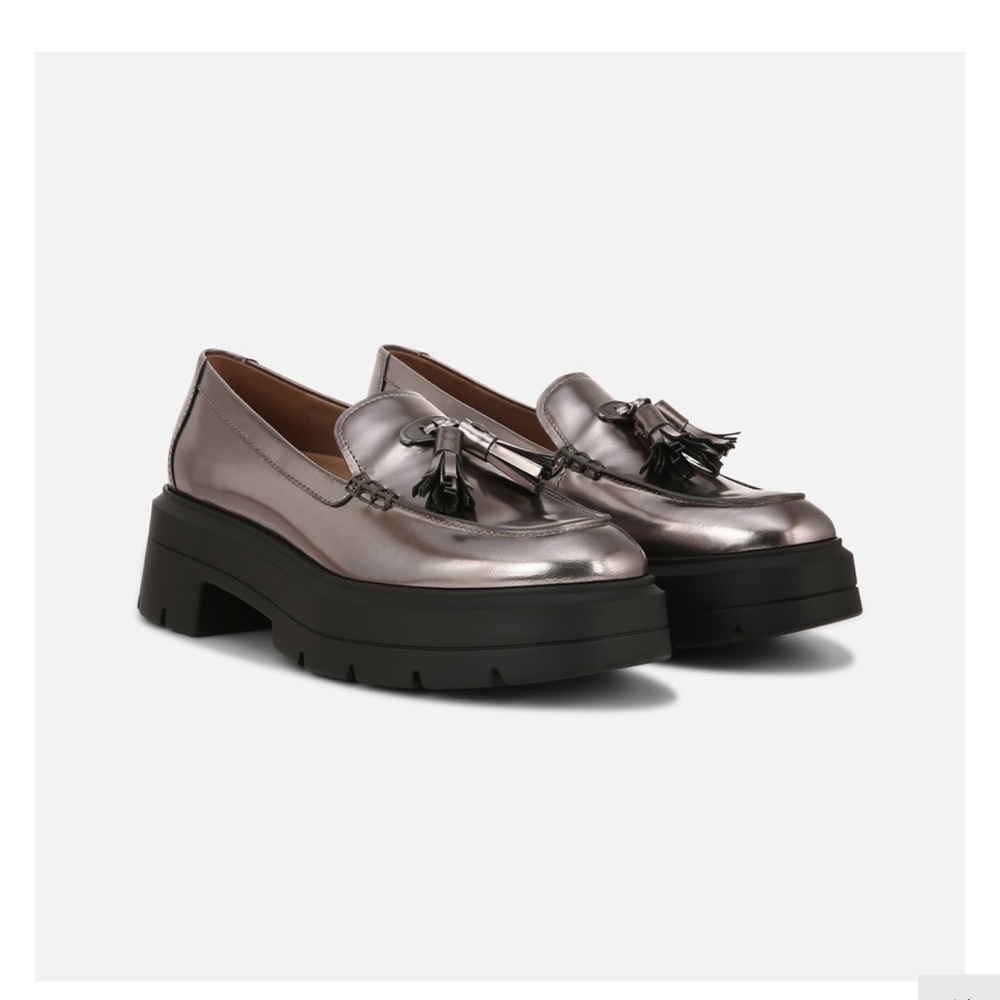 Pewter Gray leather loafers